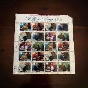 1999 US 3339-3344 33c Hollywood Composers Full Sheet of 20 UNHINGED